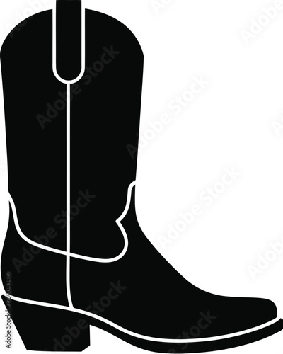 Classic cowboy boot icon with detailed stitching for western fashion and leather footwear design