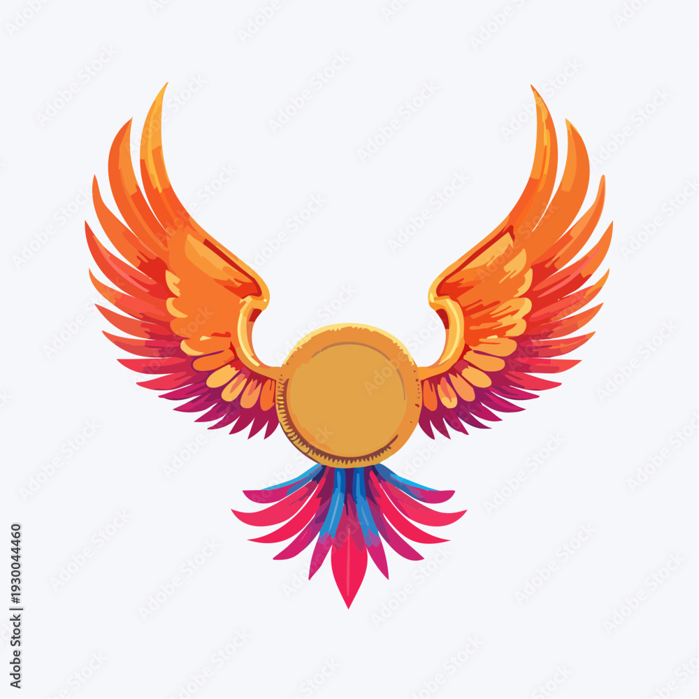 Fototapeta premium Vibrant Orange and Pink Wings Logo Design Element.