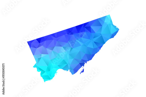 Toronto map - Polygon Style Vector Illustration in Blue Gradient, Low Poly Geometric Design, Isolated on White Background, Perfect for Infographics, Education, and Modern Presentations.