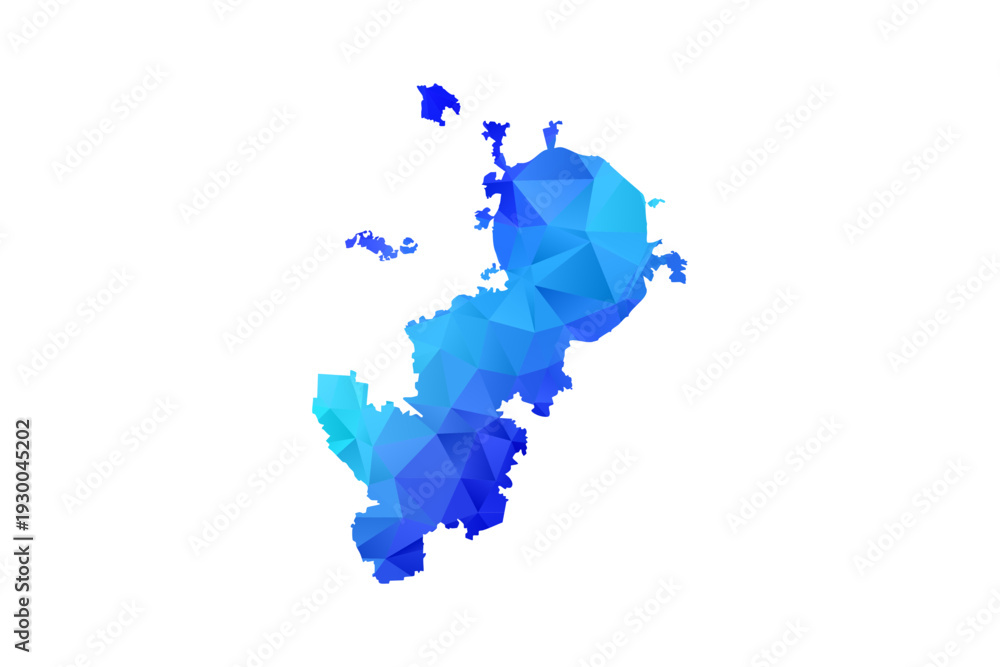 Fototapeta premium Moscow map - Polygon Style Vector Illustration in Blue Gradient, Low Poly Geometric Design, Isolated on White Background, Perfect for Infographics, Education, and Modern Presentations.