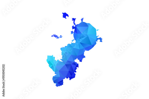 Moscow map - Polygon Style Vector Illustration in Blue Gradient, Low Poly Geometric Design, Isolated on White Background, Perfect for Infographics, Education, and Modern Presentations.