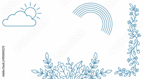 Simple line drawing of sunny weather. Spring Vector Packs. EPS Editable