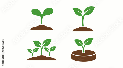 Small plants growing in soil. Spring Vector Packs. EPS Editable