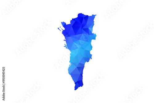 Manila map - Polygon Style Vector Illustration in Blue Gradient, Low Poly Geometric Design, Isolated on White Background, Perfect for Infographics, Education, and Modern Presentations.