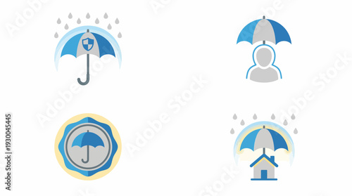 Umbrella icons for protection and safety. Spring Vector Packs. EPS Editable