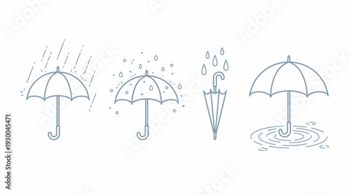 Umbrella rain weather icons set. Spring Vector Packs. EPS Editable