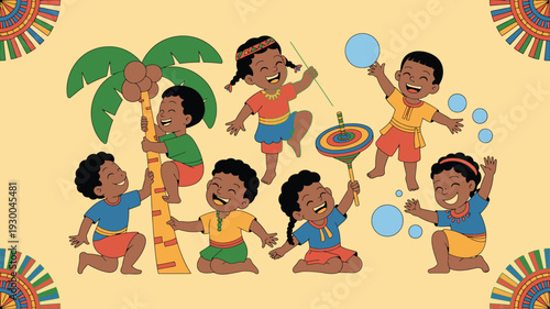 Egyptian children outdoor fun, cultural play