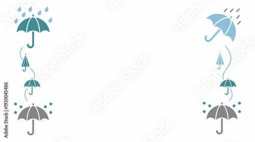 Umbrellas in the rain illustration set. Spring Vector Packs. EPS Editable