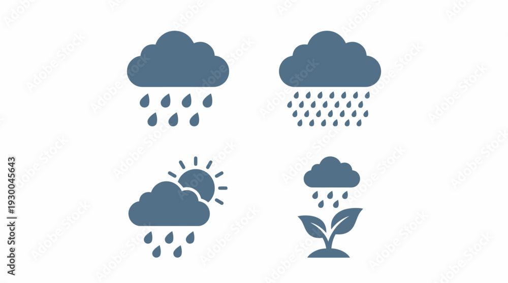 Fototapeta premium Weather forecast icons rain clouds sun. Spring Vector Packs. EPS Editable