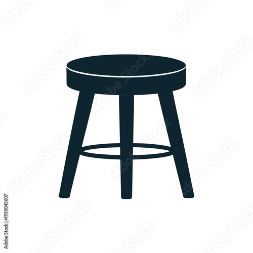 Minimalist dark wooden bar stool or kitchen chair with three sturdy legs on a white background.
