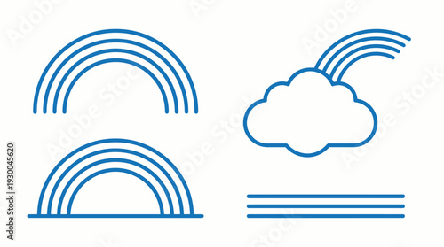 Weather forecast icons with rainbows and clouds. Spring Vector Packs. EPS Editable