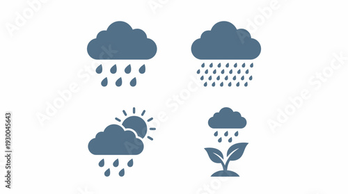 Weather forecast icons rain clouds sun. Spring Vector Packs. EPS Editable