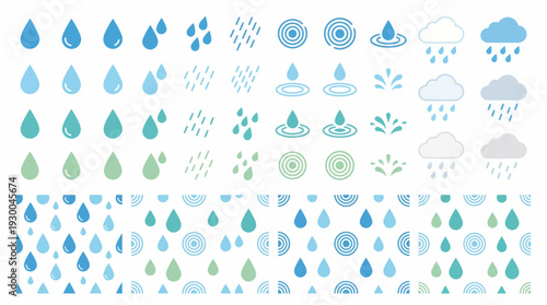 Weather icons rain drops symbols collection. Spring Vector Packs. EPS Editable