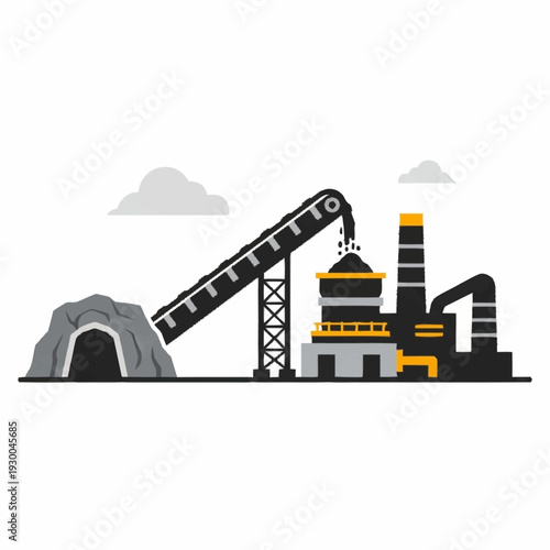 Coal Mining and Processing Plant with Conveyor Belt System.