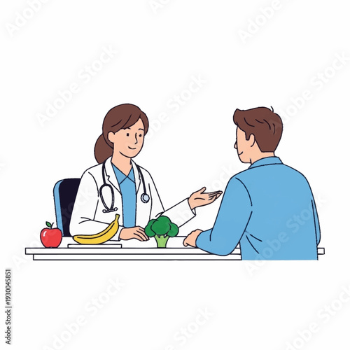 Doctor consulting patient about healthy lifestyle choices.
