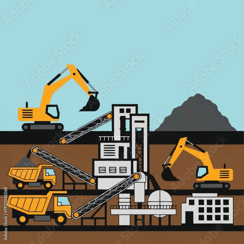 Heavy machinery and equipment at a construction or mining site.
