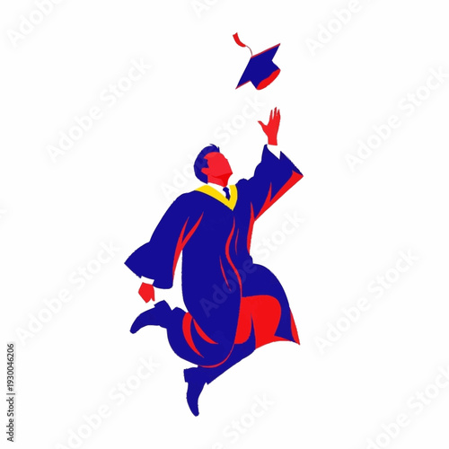 Joyful graduate tossing cap in air celebrating academic achievement.