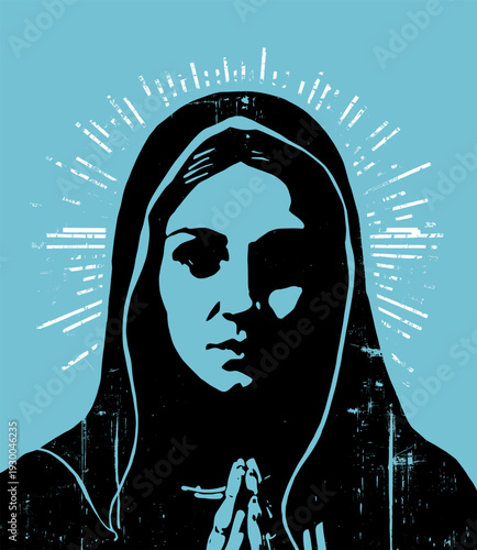 stylized silhouette of virgin marie face (artwork 6)