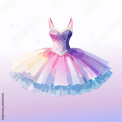 Vibrant Watercolor Illustration of Ballet Tutu Dress.