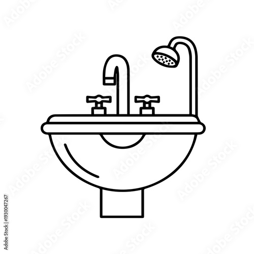 Bathroom Sink with Shower Icon