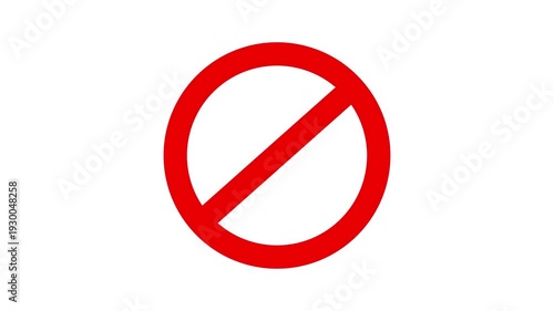 Red no sign graphic animation on white screen
