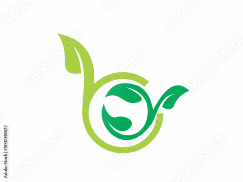 An elegant green line art logo combining a circular swirl with natural leaves, forming a letter G or C shape, perfect for herbal medicine and organic gardening brands.
