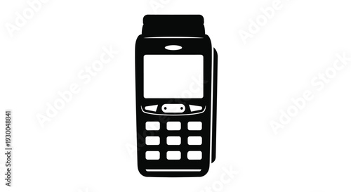 A clean vector icon illustration of a modern black electronic point of sale device or credit card payment terminal for business transactions.