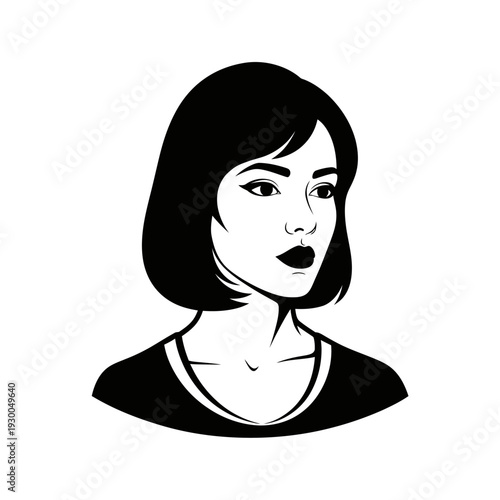 Woman with short black hair portrait.