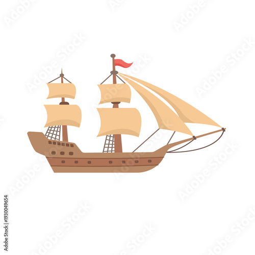 Vintage sailing ship boat vector illustration, old wooden sailing ship vector image, clip art ships, sailing clip art, ship clip art
