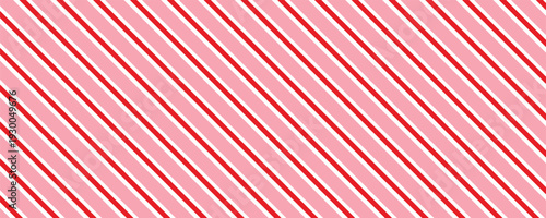 Candy cane Christmas background, peppermint diagonal stripes print seamless pattern