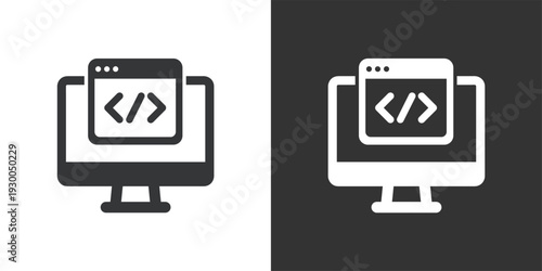 Desktop Web Development icon. Solid glyph series icon