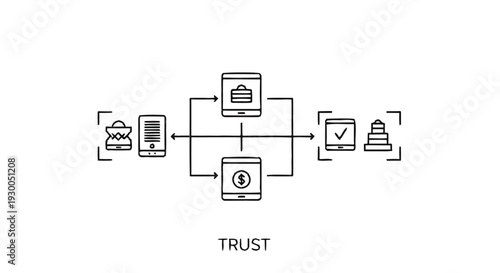 Digital Trust and Secure Transactions Network Concept.