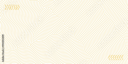 Yellow instant noodles, pasta, and spaghetti textures with geometric wavy lines. Ramen and pasta vector patterns. modern illustration
