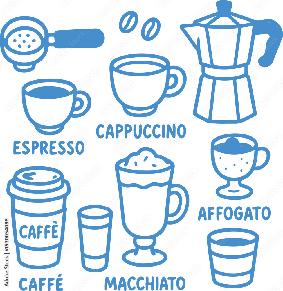 Obraz premium italian coffee collection transparent