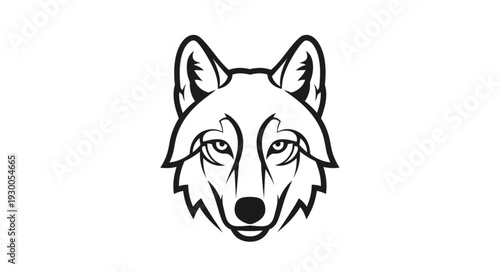Black and White Wolf Head Illustration.
