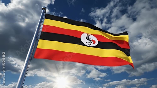 Wallpaper Mural Ugandan Flag Waving in the Wind. Torontodigital.ca