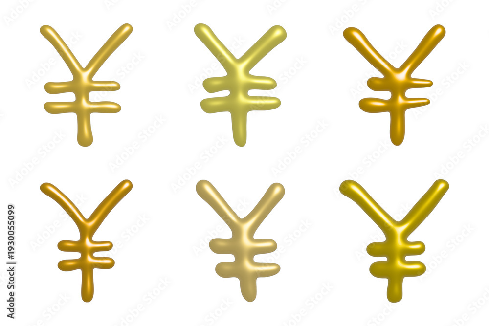 Fototapeta premium Set of 3d yen currency symbol Elements for design