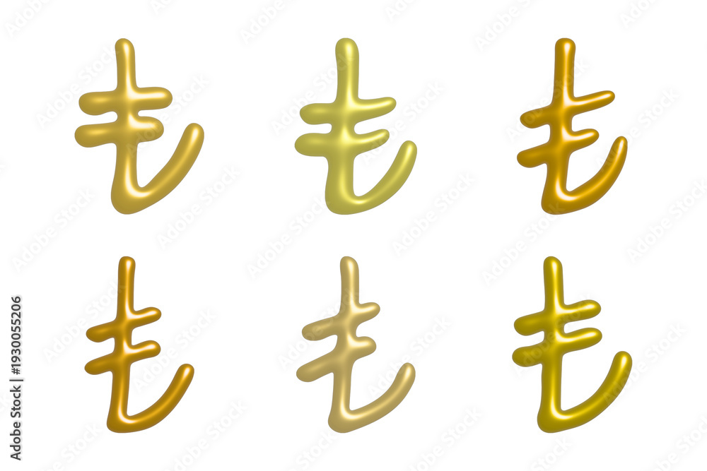 Obraz premium Set of hand drawn turkish lira currency symbol. Brush stroke doodle. Single element for design