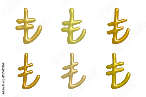 Set of hand drawn turkish lira currency symbol. Brush stroke doodle. Single element for design