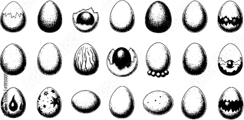 Collection of Hand-Drawn Egg Illustrations in Various Styles - Easter Sketch