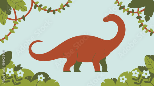 Dinosaur jungle scene illustration