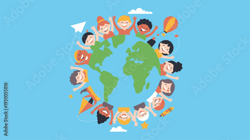 Global Kids Unity Earth Illustration