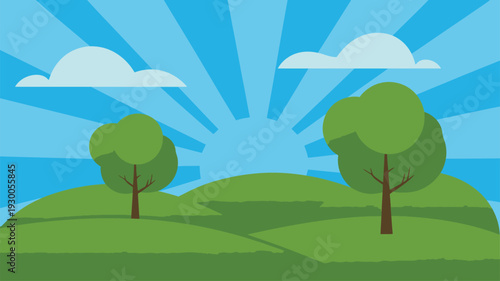 Green Hills Blue Sky Landscape