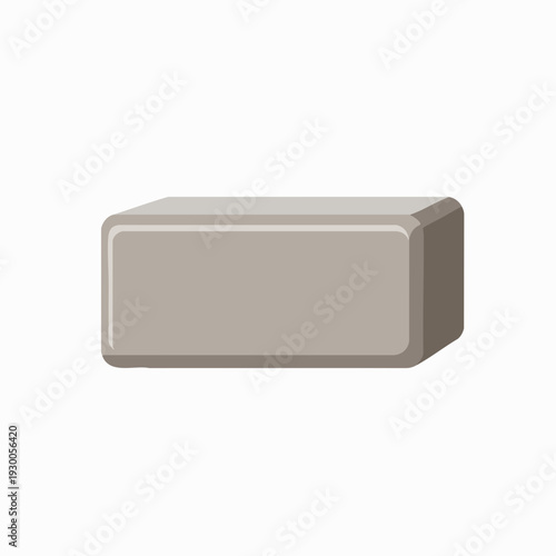 Isolated gray rectangular block with rounded edges in cartoon style for design elements and creative projects; studio shot rendering for versatile applications