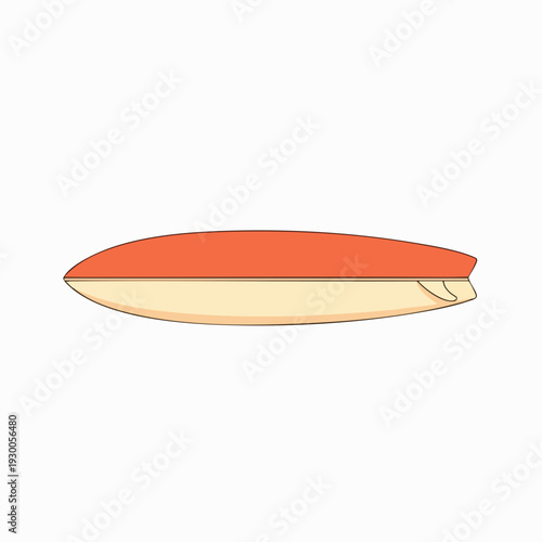 Isolated orange and beige surfboard on white background: vector illustration for water sport beach and recreational activities