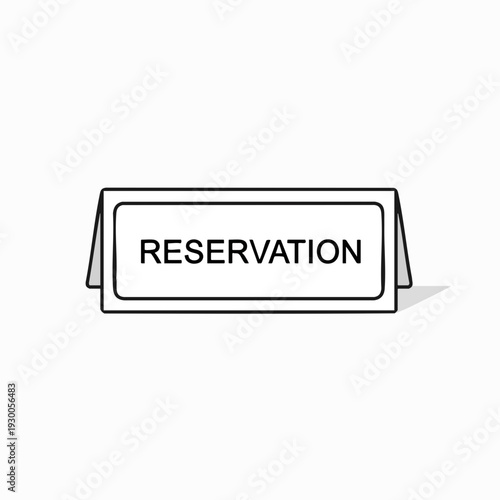 Isolated reservation sign with minimalist design black outline on white surface restaurant table setting for booking notice commercial graphic
