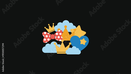 Party Crowns Hearts Bowtie Symbols