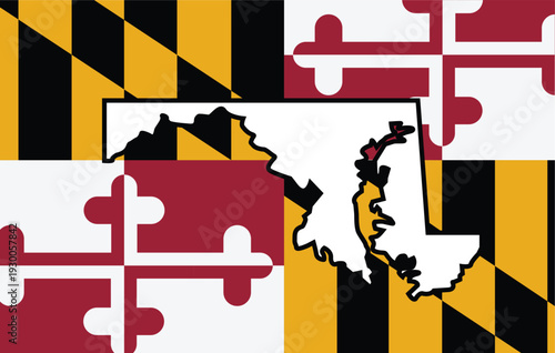 Mayland National State Pattern with Map Border Perfect fro Print, Apparel, etc