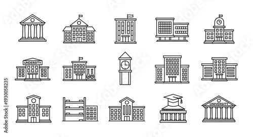 Black and White Building Icons.