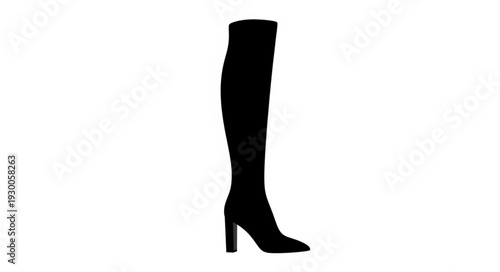 Black High Heeled Knee High Boot.